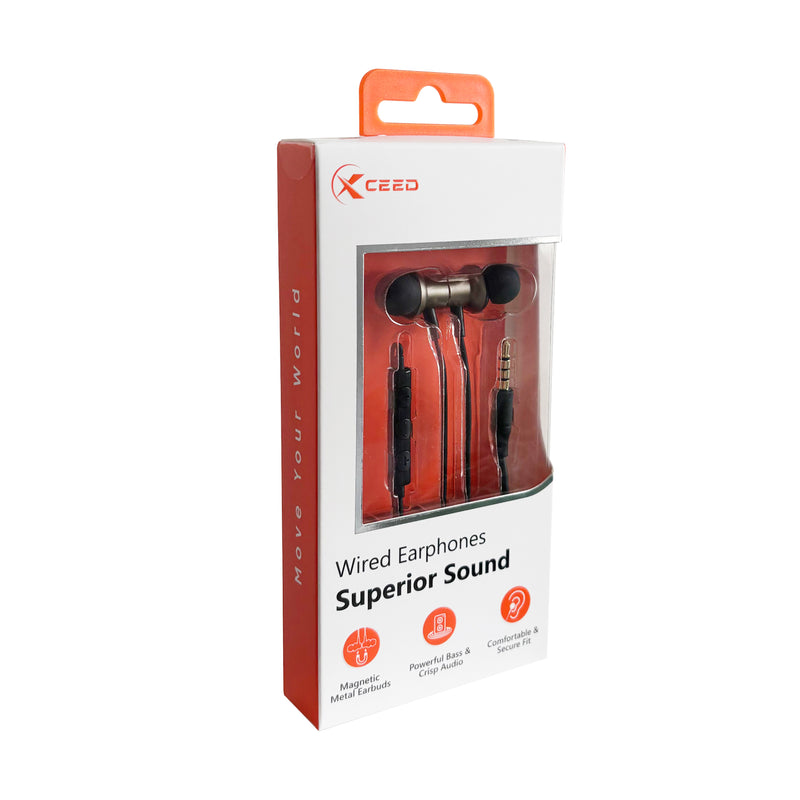 XCEED XC302A Magnetic Wired Earphones – 3.5mm Jack | In-line Mic | Deep Bass | 10mm Driver