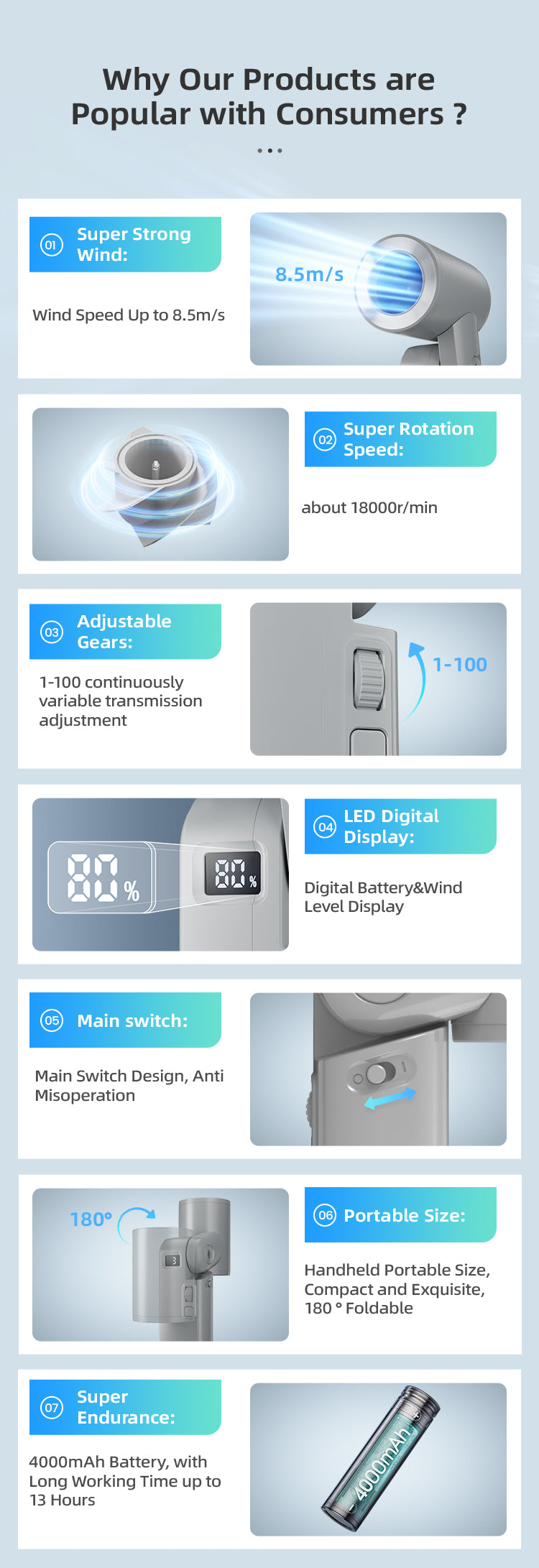 XCEED FOLDABLE HIGH-SPEED HANDHELD FAN XC701